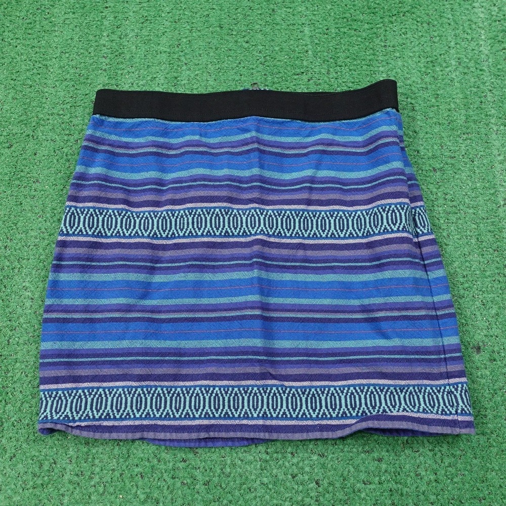 American Eagle Outfitters Skirt Womens 0 Blue Stripe Elastic Waist Mini Casual